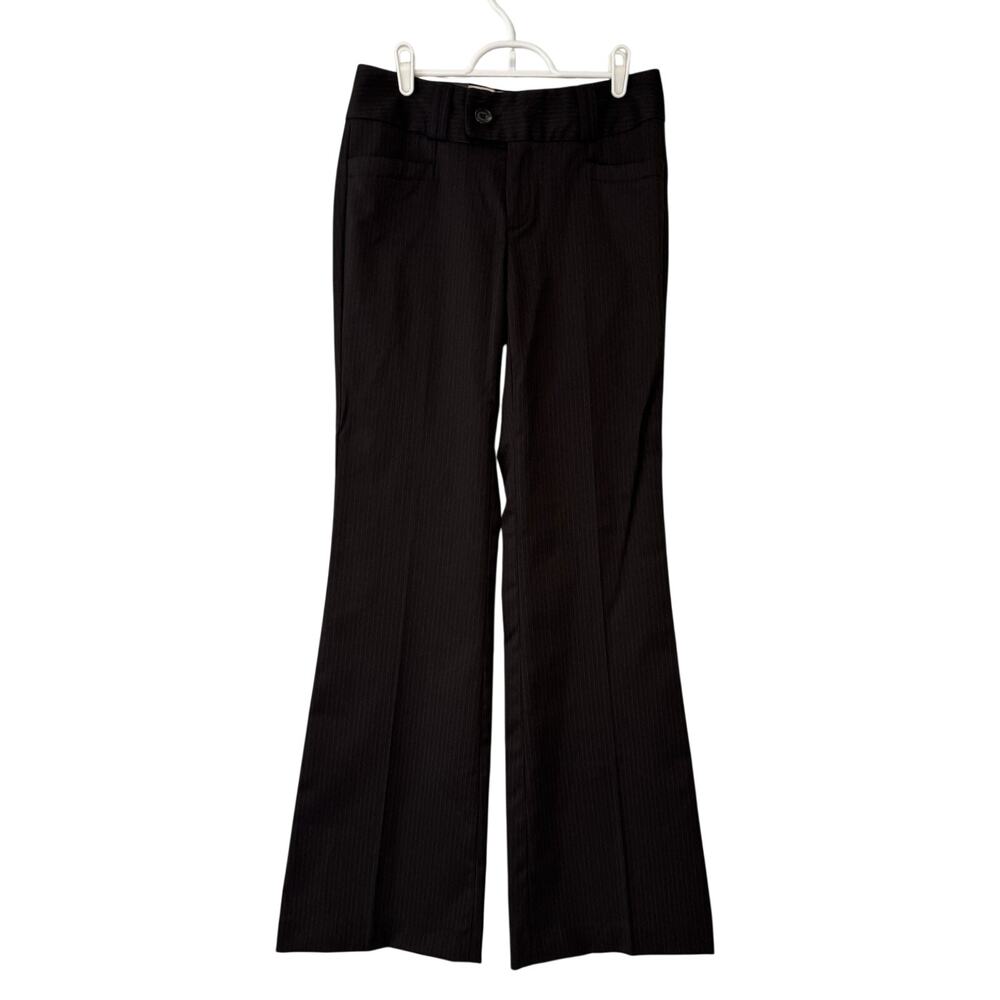 Banana Republic Martin Fit Dress Pants Womens 4 Dark Brown Pinstripe Flare Boot